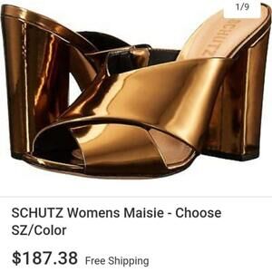 DISCOUNT SHIPPING NWT Schutz Womens Maisie Metallic High Heel Sandals